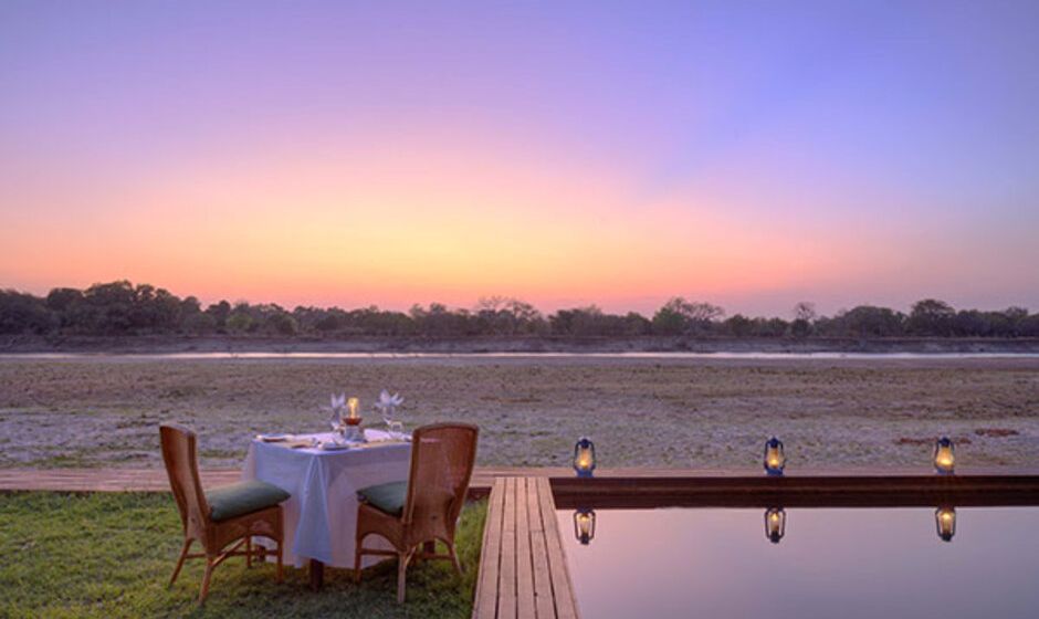 Pool, dining and sunset